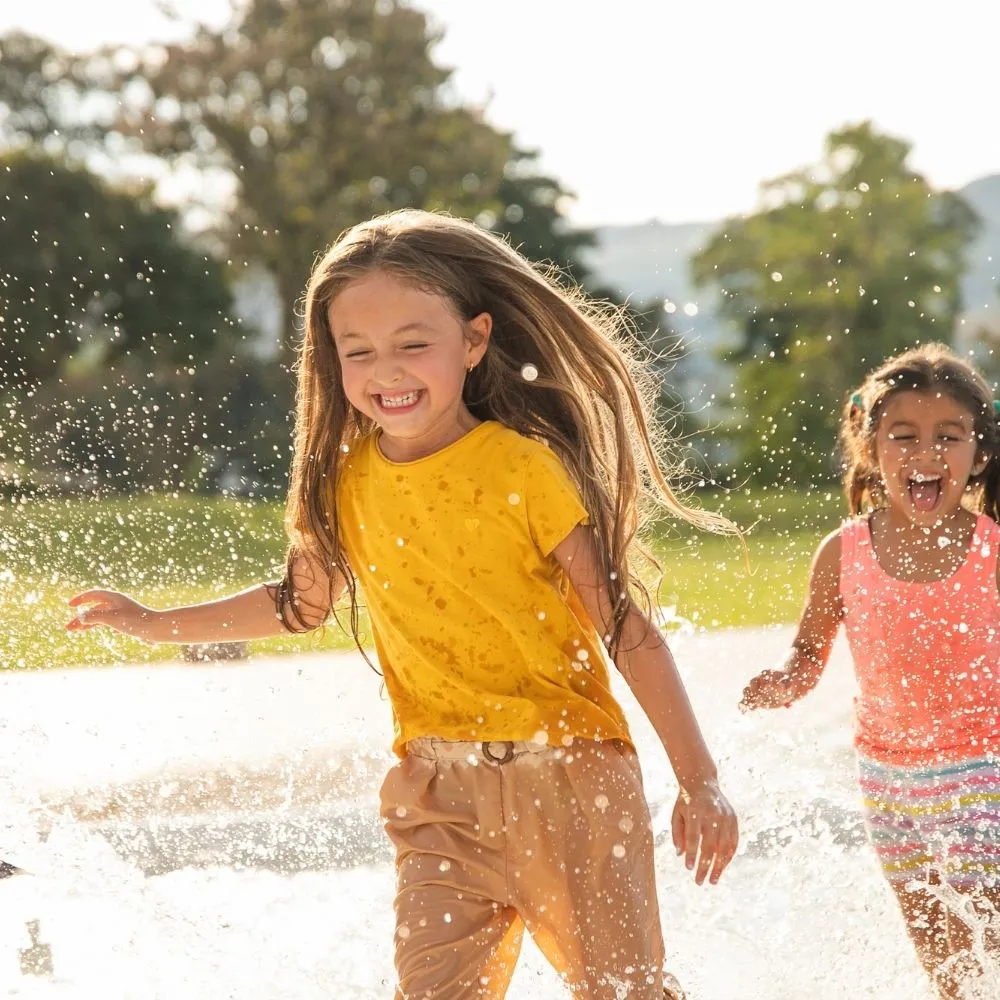 Girls playing in the water